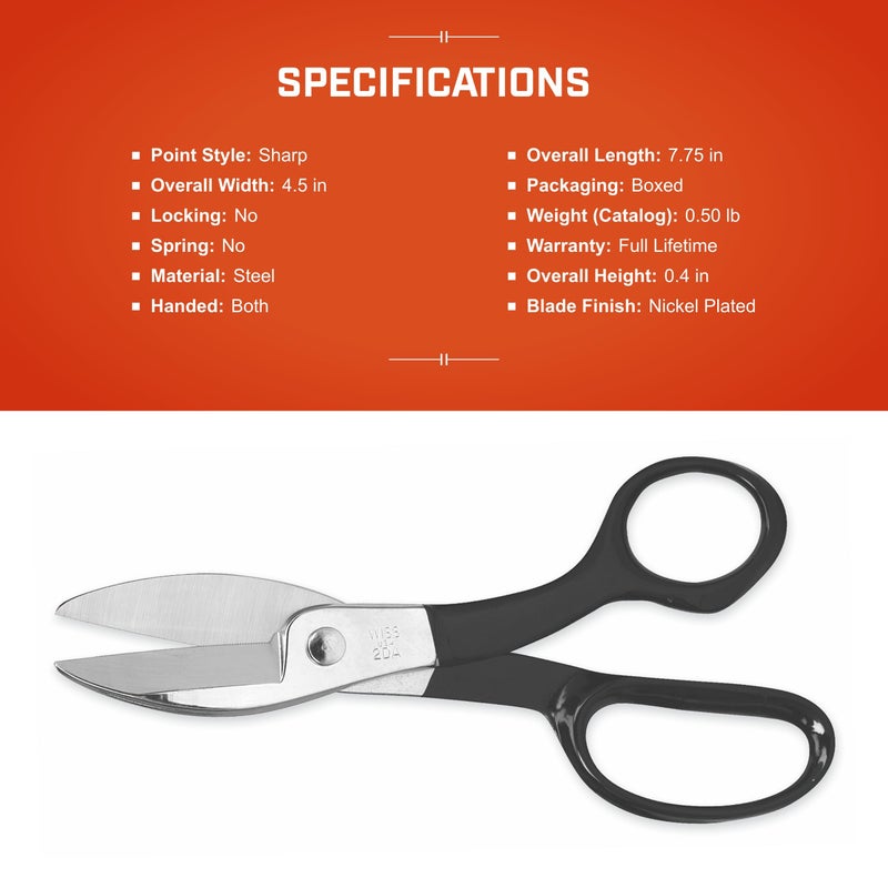 Wiss Crescent Wiss 7-3/4" High Leverage Multi-Purpose Shears - Sharp Utility Scissors for Fabric Cutting, Tailoring, Sewing - Professional Hand Tool - 2DAN - Image 5
